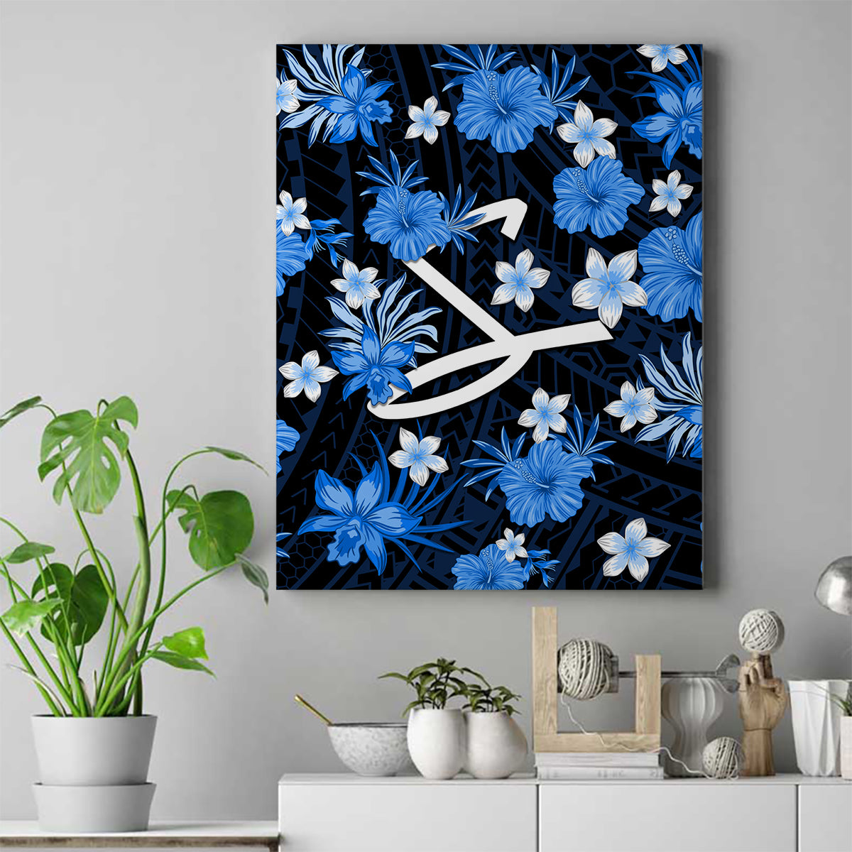 australian-strikers-cricket-canvas-wall-art-baeuty-pacific-hibiscus-and-polynesian-pattern