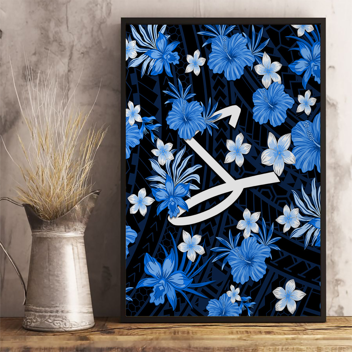 australian-strikers-cricket-canvas-wall-art-baeuty-pacific-hibiscus-and-polynesian-pattern