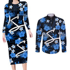 australian-strikers-cricket-couples-matching-long-sleeve-bodycon-dress-and-long-sleeve-button-shirts-baeuty-pacific-hibiscus-and-polynesian-pattern