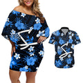 australian-strikers-cricket-couples-matching-off-shoulder-short-dress-and-hawaiian-shirt-baeuty-pacific-hibiscus-and-polynesian-pattern