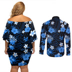 australian-strikers-cricket-couples-matching-off-shoulder-short-dress-and-long-sleeve-button-shirts-baeuty-pacific-hibiscus-and-polynesian-pattern