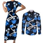 australian-strikers-cricket-couples-matching-short-sleeve-bodycon-dress-and-long-sleeve-button-shirts-baeuty-pacific-hibiscus-and-polynesian-pattern