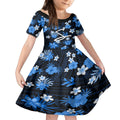 australian-strikers-cricket-kid-short-sleeve-dress-baeuty-pacific-hibiscus-and-polynesian-pattern