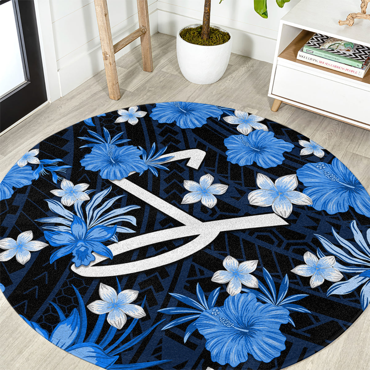 australian-strikers-cricket-round-carpet-baeuty-pacific-hibiscus-and-polynesian-pattern