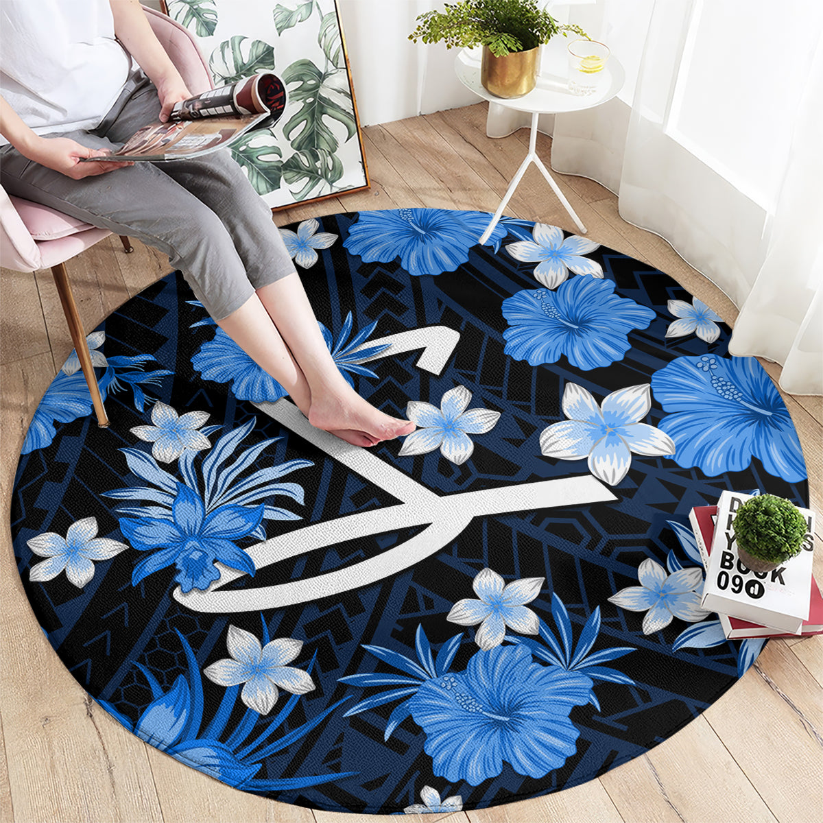 australian-strikers-cricket-round-carpet-baeuty-pacific-hibiscus-and-polynesian-pattern