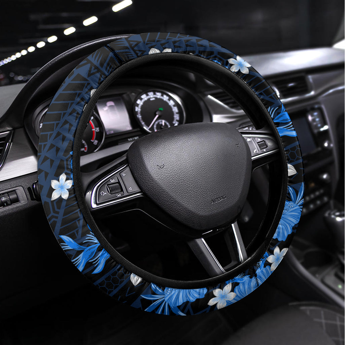 Australian Strikers Cricket Steering Wheel Cover Baeuty Pacific Hibiscus and Polynesian Pattern