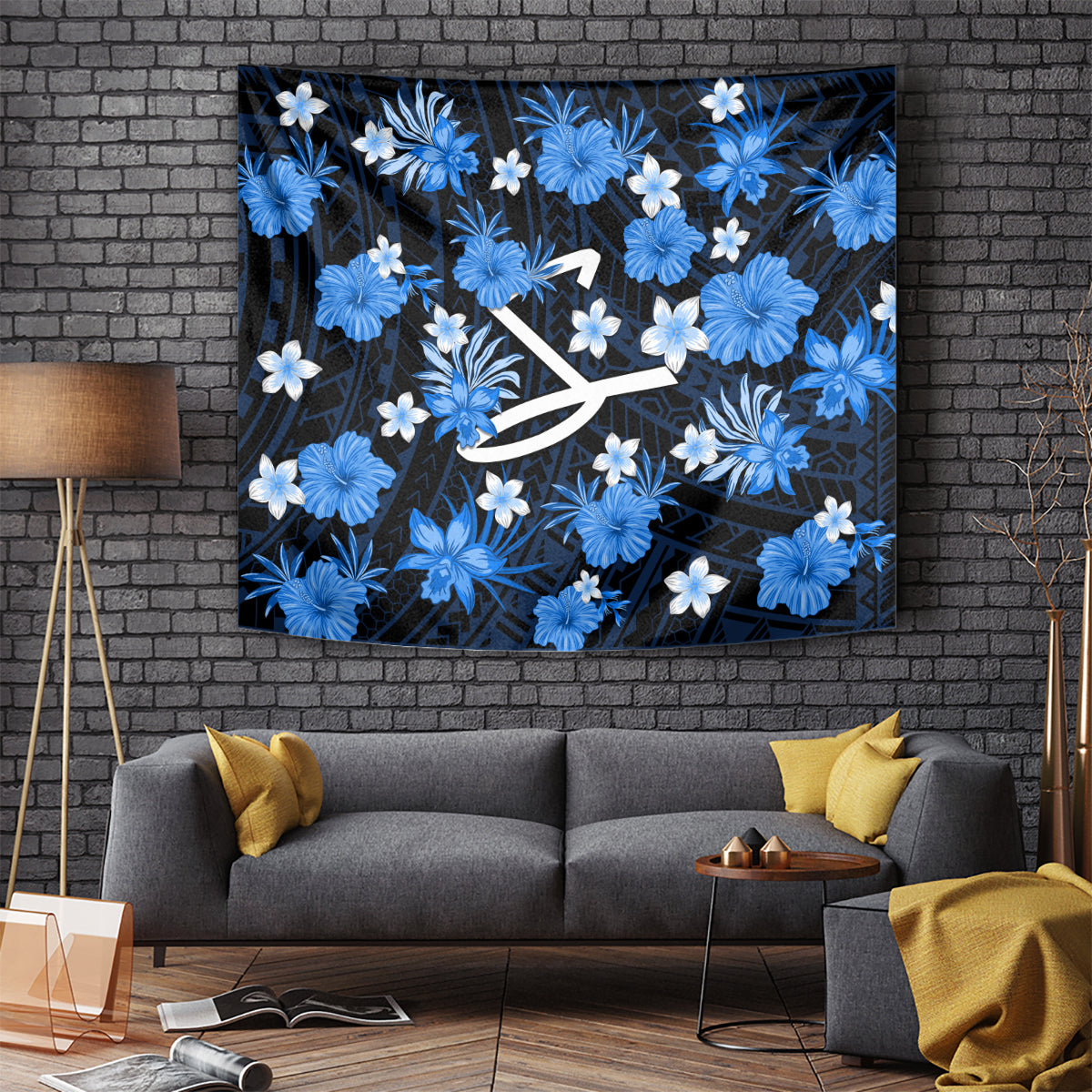 australian-strikers-cricket-tapestry-baeuty-pacific-hibiscus-and-polynesian-pattern