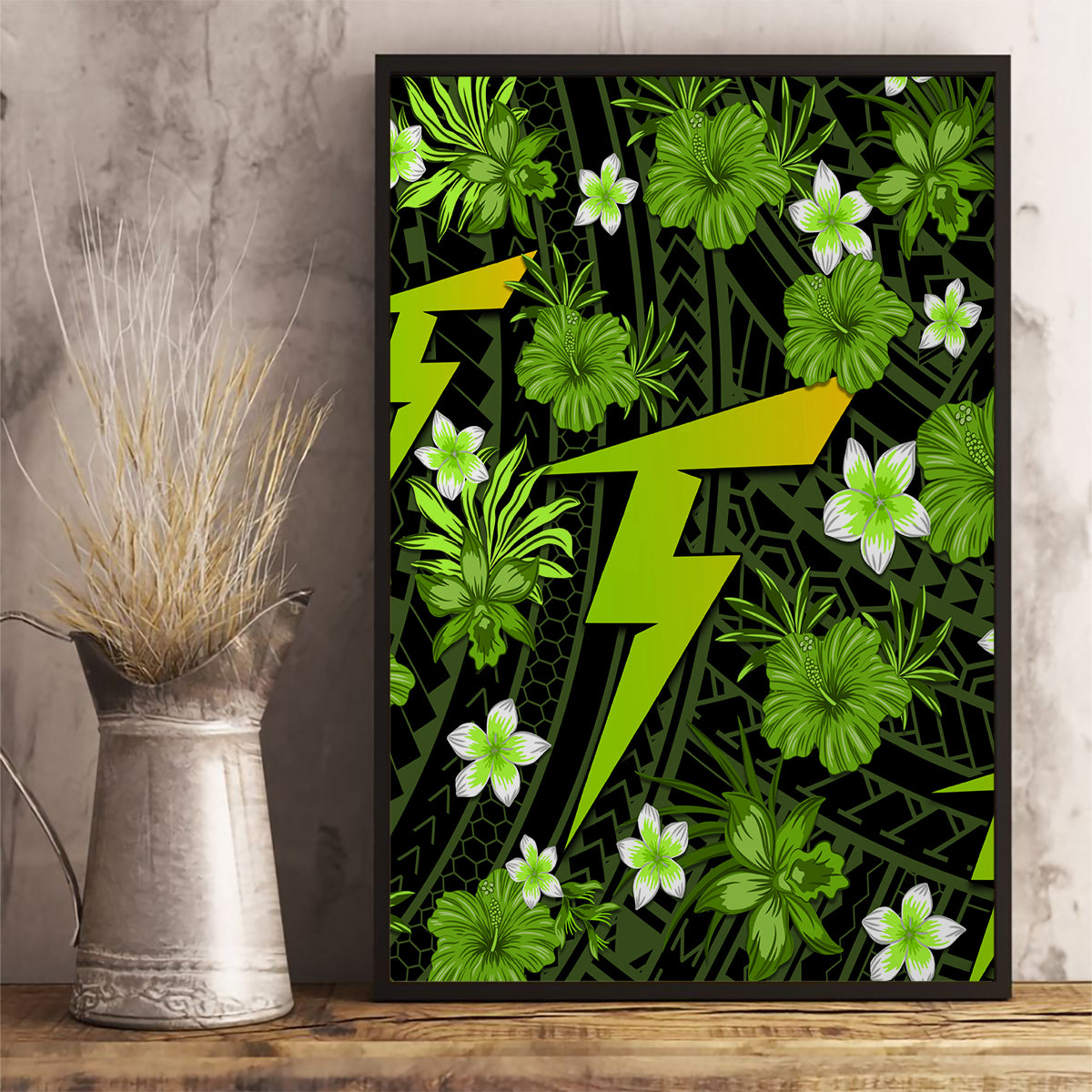 australian-thunder-cricket-canvas-wall-art-baeuty-pacific-hibiscus-and-polynesian-pattern