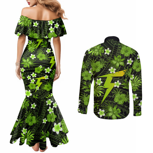 australian-thunder-cricket-couples-matching-mermaid-dress-and-long-sleeve-button-shirts-baeuty-pacific-hibiscus-and-polynesian-pattern