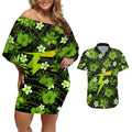australian-thunder-cricket-couples-matching-off-shoulder-short-dress-and-hawaiian-shirt-baeuty-pacific-hibiscus-and-polynesian-pattern