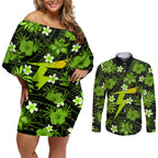 australian-thunder-cricket-couples-matching-off-shoulder-short-dress-and-long-sleeve-button-shirts-baeuty-pacific-hibiscus-and-polynesian-pattern