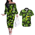 australian-thunder-cricket-couples-matching-off-the-shoulder-long-sleeve-dress-and-hawaiian-shirt-baeuty-pacific-hibiscus-and-polynesian-pattern