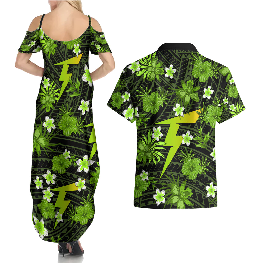 australian-thunder-cricket-couples-matching-summer-maxi-dress-and-hawaiian-shirt-baeuty-pacific-hibiscus-and-polynesian-pattern