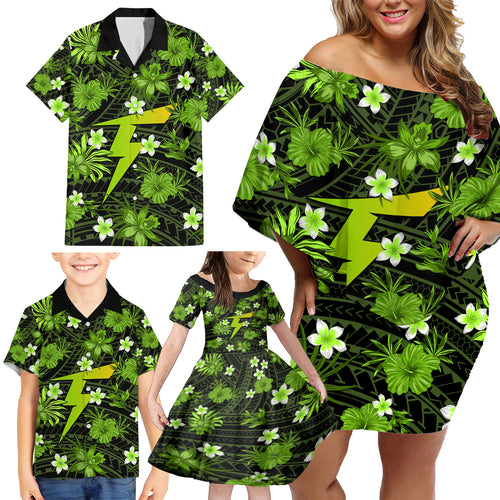 australian-thunder-cricket-family-matching-off-shoulder-short-dress-and-hawaiian-shirt-baeuty-pacific-hibiscus-and-polynesian-pattern
