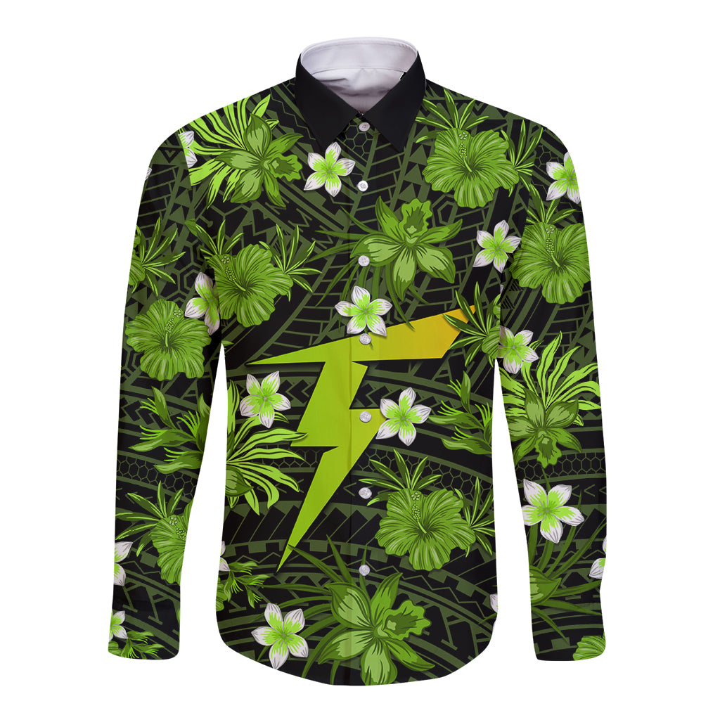 australian-thunder-cricket-long-sleeve-button-shirt-baeuty-pacific-hibiscus-and-polynesian-pattern