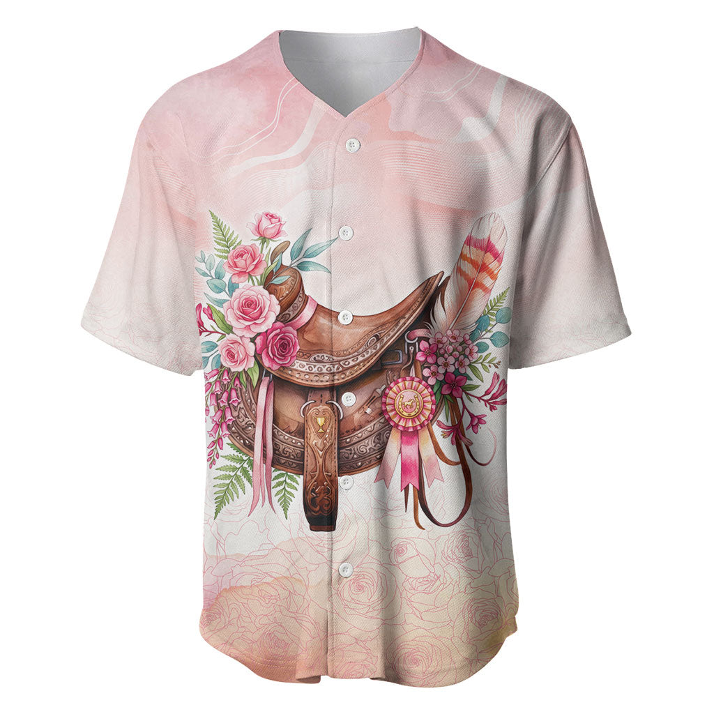 Melbourne Horse Floral Saddle Baseball Jersey Pink Rose With Waxflower Flowers