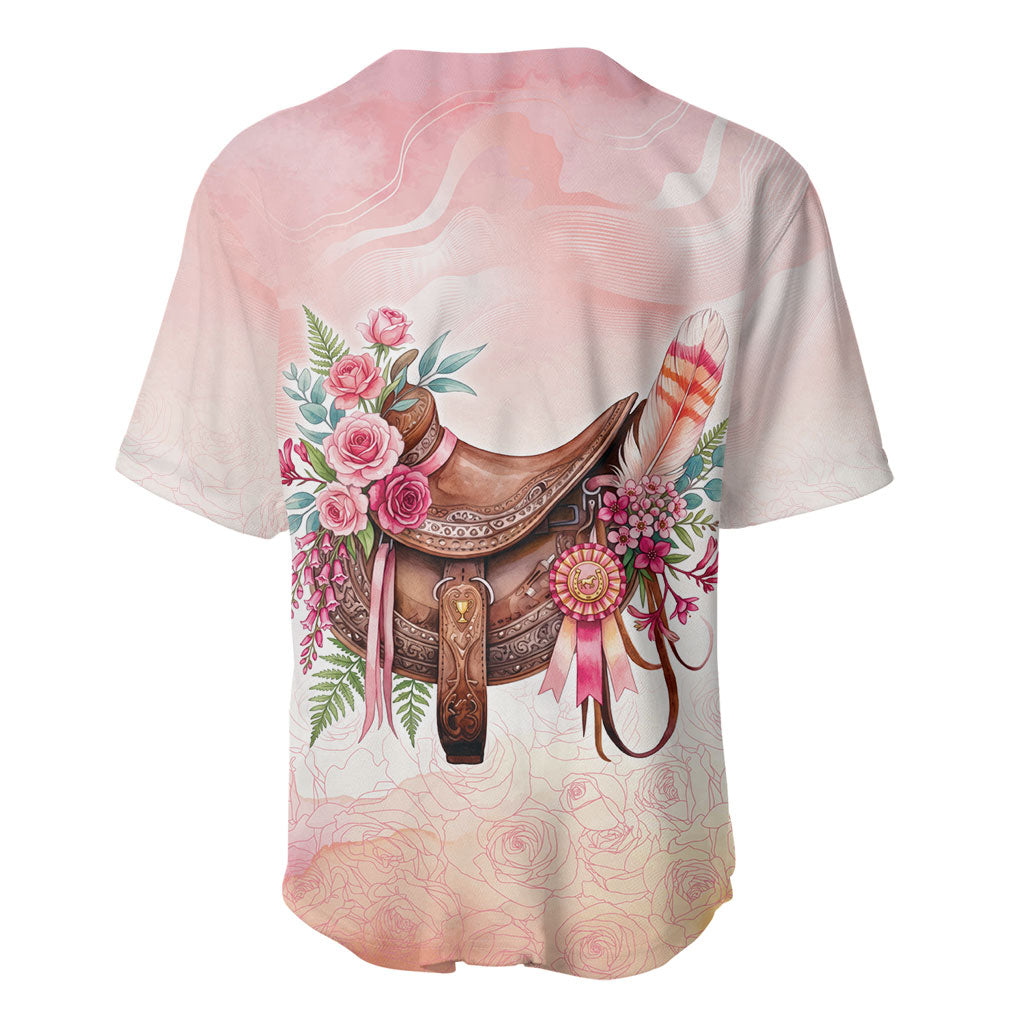 Melbourne Horse Floral Saddle Baseball Jersey Pink Rose With Waxflower Flowers