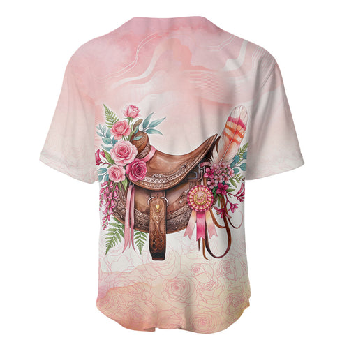 Melbourne Horse Floral Saddle Baseball Jersey Pink Rose With Waxflower Flowers
