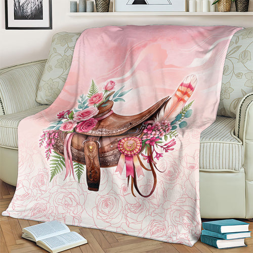 Melbourne Horse Floral Saddle Blanket Pink Rose With Waxflower Flowers