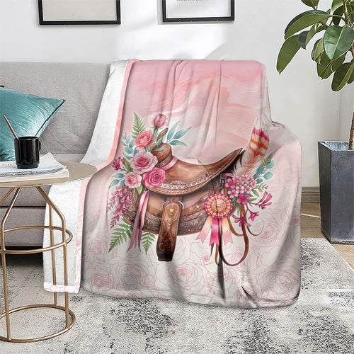 Melbourne Horse Floral Saddle Blanket Pink Rose With Waxflower Flowers
