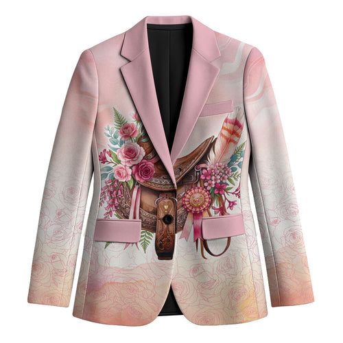 Melbourne Horse Floral Saddle Blazer Pink Rose With Waxflower Flowers