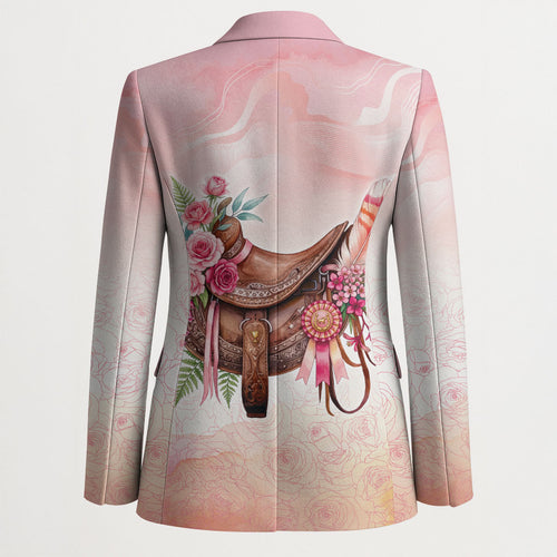 Melbourne Horse Floral Saddle Blazer Pink Rose With Waxflower Flowers