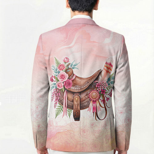 Melbourne Horse Floral Saddle Blazer Pink Rose With Waxflower Flowers