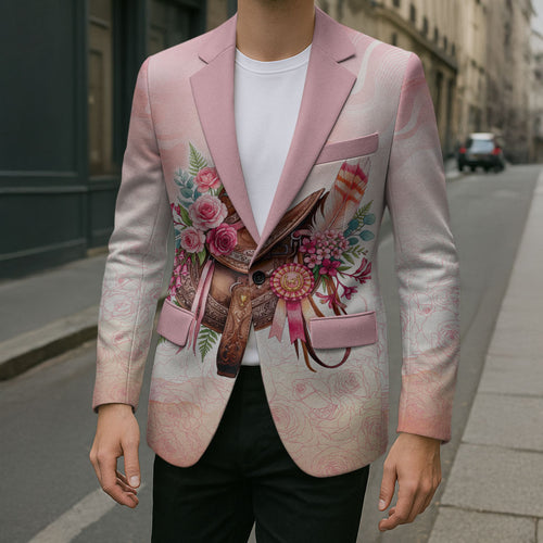Melbourne Horse Floral Saddle Blazer Pink Rose With Waxflower Flowers
