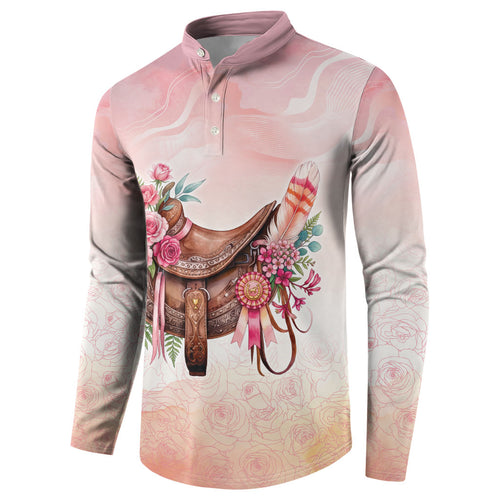 Melbourne Horse Floral Saddle Button Sweatshirt Pink Rose With Waxflower Flowers