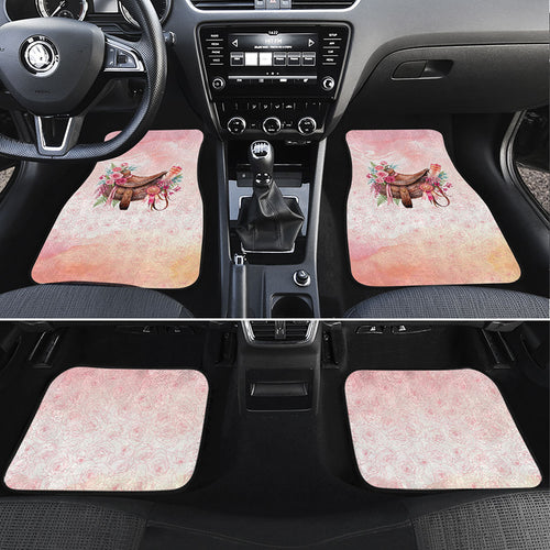 Melbourne Horse Floral Saddle Car Mats Pink Rose With Waxflower Flowers