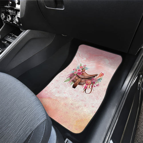 Melbourne Horse Floral Saddle Car Mats Pink Rose With Waxflower Flowers