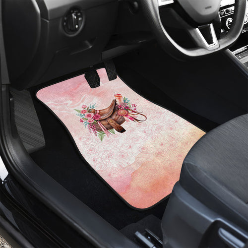 Melbourne Horse Floral Saddle Car Mats Pink Rose With Waxflower Flowers