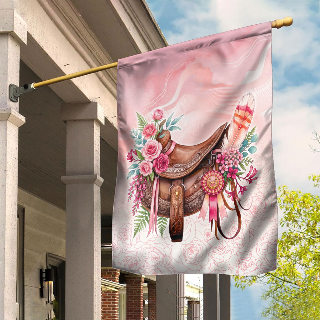 Melbourne Horse Floral Saddle Garden Flag Pink Rose With Waxflower Flowers