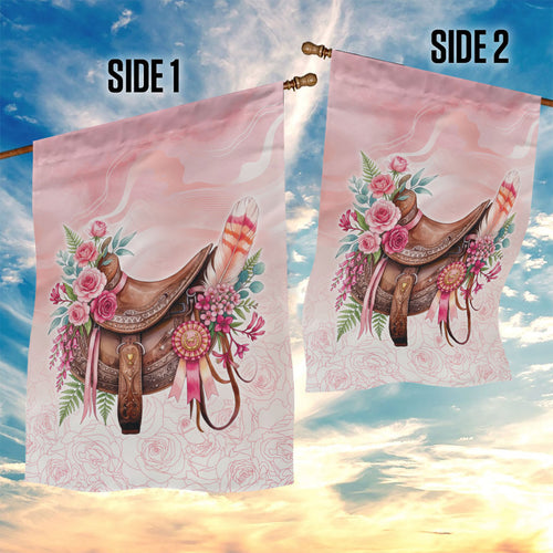 Melbourne Horse Floral Saddle Garden Flag Pink Rose With Waxflower Flowers