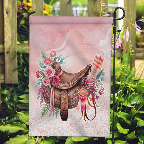 Melbourne Horse Floral Saddle Garden Flag Pink Rose With Waxflower Flowers