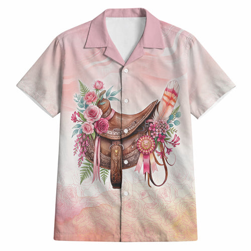 Melbourne Horse Floral Saddle Hawaiian Shirt Pink Rose With Waxflower Flowers