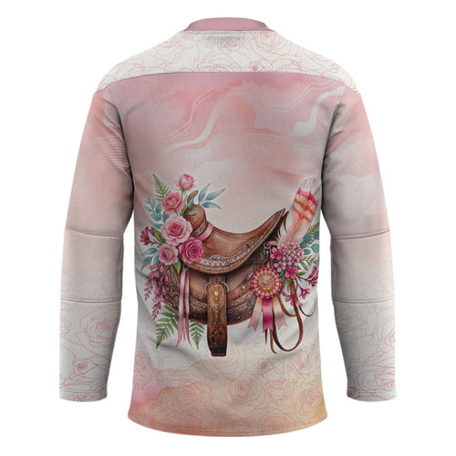 Melbourne Horse Floral Saddle Hockey Jersey Pink Rose With Waxflower Flowers