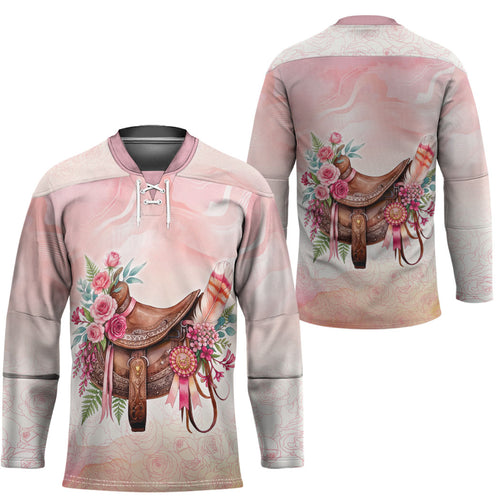 Melbourne Horse Floral Saddle Hockey Jersey Pink Rose With Waxflower Flowers