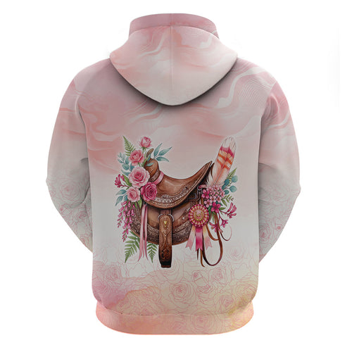 Melbourne Horse Floral Saddle Hoodie Pink Rose With Waxflower Flowers