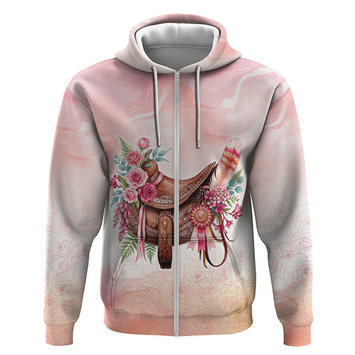Melbourne Horse Floral Saddle Hoodie Pink Rose With Waxflower Flowers