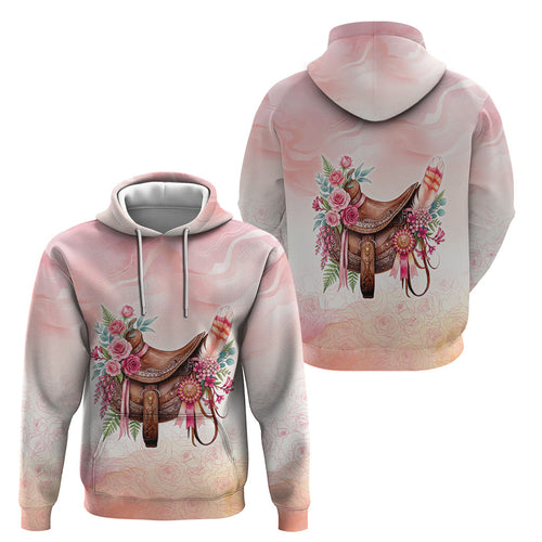 Melbourne Horse Floral Saddle Hoodie Pink Rose With Waxflower Flowers