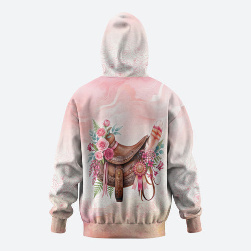 Melbourne Horse Floral Saddle Hoodie Pink Rose With Waxflower Flowers