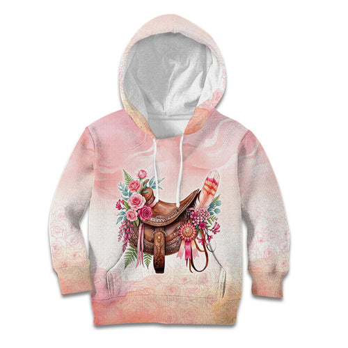 Melbourne Horse Floral Saddle Kid Hoodie Pink Rose With Waxflower Flowers