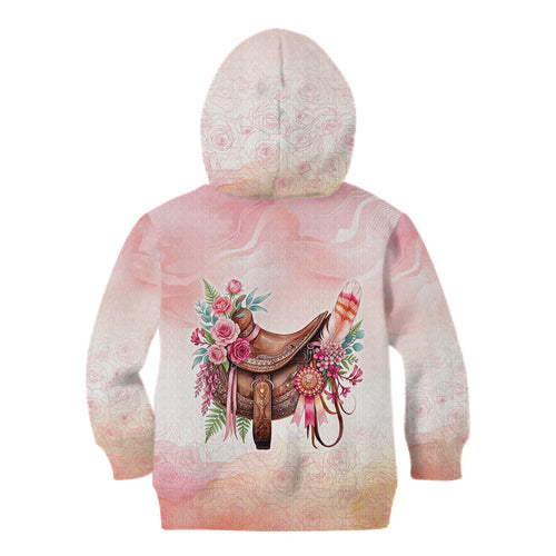 Melbourne Horse Floral Saddle Kid Hoodie Pink Rose With Waxflower Flowers