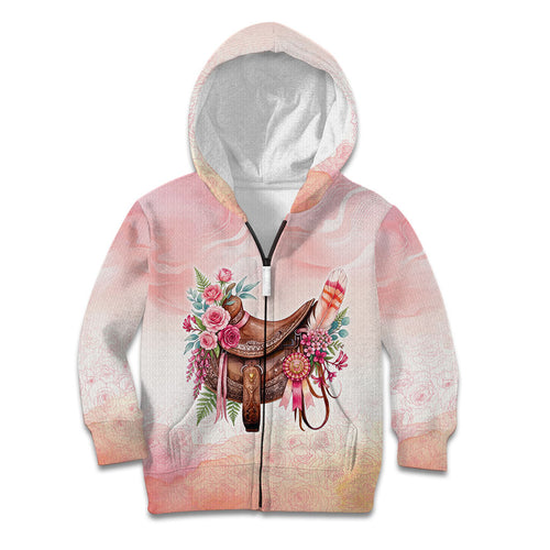 Melbourne Horse Floral Saddle Kid Hoodie Pink Rose With Waxflower Flowers