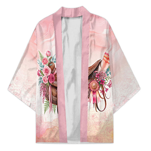 Melbourne Horse Floral Saddle Kimono Pink Rose With Waxflower Flowers
