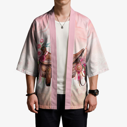 Melbourne Horse Floral Saddle Kimono Pink Rose With Waxflower Flowers