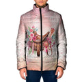Melbourne Horse Floral Saddle Padded Jacket Pink Rose With Waxflower Flowers