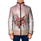 Melbourne Horse Floral Saddle Padded Jacket Pink Rose With Waxflower Flowers