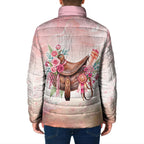 Melbourne Horse Floral Saddle Padded Jacket Pink Rose With Waxflower Flowers